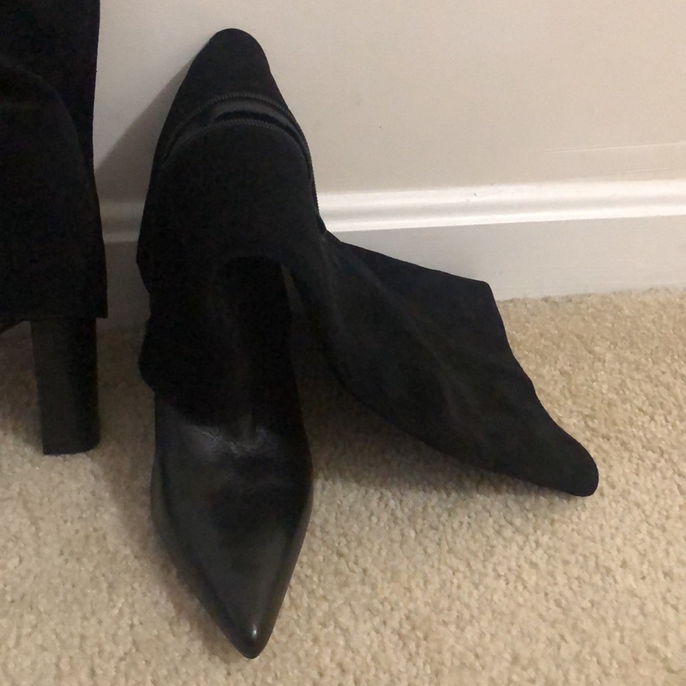 BLACK SUEDE CUFFED TO THE KNEE BOOT - SIZE 8 - Picture 4 of 8